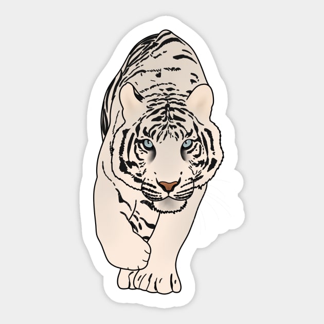 White Tiger Stalking, Love Tigers Sticker by logiamerch